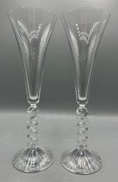 New Millennium 2000 Glass Champagne Flutes - 2 Total