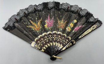 Decorative Floral Pattern Plastic Hand Fan