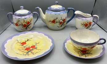 T.T Hand Painted Japanese Porcelain Tea Set - 19 Pieces Total