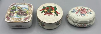 The Heritage House Porcelain Music Trinket Boxes - 3 Total