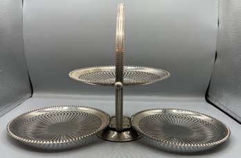 Vintage Silver Plated Folding Appetizer Rack