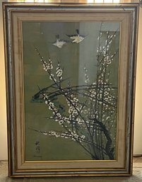 Chiu Weng Signed Blossoms & Birds Framed Wall Art