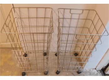 Pair Of 2 Wire Laundry Baskets With Wheels