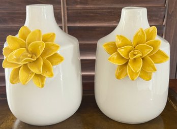 Decorative Ceramic Floral Vases - 2 Total