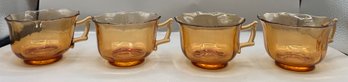 Cambridge Glass - Decagon Amber Tea Cup & Sugar Bowl Set - 7 Pieces Total