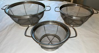 Stainless Steel Strainers With Handles - 3 Total