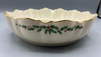 Lenox Porcelain Holiday Holly Pattern Divided Dish
