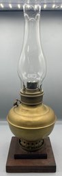 Juno Brass Oil Lamp With Wooden Base