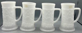 Federal Glass Co. Milk Glass Beer Mug Set - 10 Total