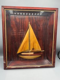 3D Wooden Sailboat Sculpture Framed