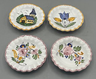 Hand Painted Clay Trinket Dish Set - 4 Total