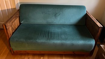 Solid Wood Cushioned Pull Out Sofa