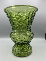 E.O Brody Co. Emerald Green Crinkle Glass Vase