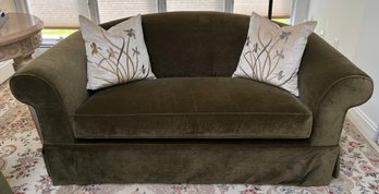 Custom Upholstered Love Seat With Michael Arim Throw Pillows