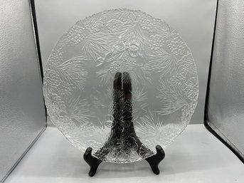 Glass Holly Pattern Serving Dish