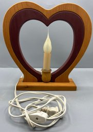 Wooden Heart Shaped Table Lamp