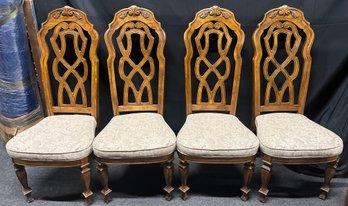 Wooden Cushioned Dining Chairs - 6 Total