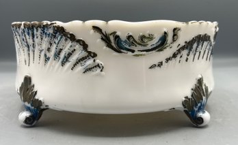 McKee Hand Painted Milk Glass Footed Bowl