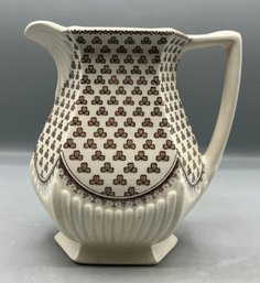 W.M. Adams & Sons Real English Ironstone Sharon Shamrock Pattern Pitcher - Made In England