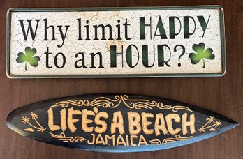 Decorative Wooden Wall Signs - 2 Total