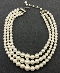 Faux Pearl Triple-strand Costume Jewelry Necklace