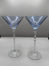 Pair Of Long Stem Martini Glasses