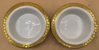 A. Lanternier & Co Limoges Gold Accent Floral Set Of 2 Fruit Bowls
