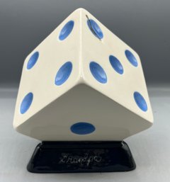 Hand Painted Ceramic Dice Coin Bank Engraved 'grandpa'