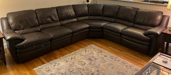 NATUZZI Italian Brown Leather 4-piece Sectional Sofa