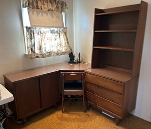 Mid-century Modern Solid Wood 3-piece Office Desk With Chair Included
