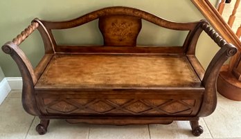 Powell Company Hand Painted Wooden Bench With Storage