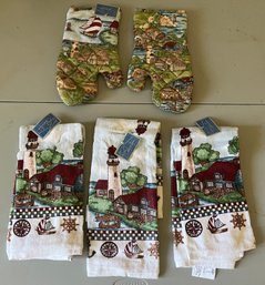 Home Quarters Dish Towel & Oven Mitt Set - 4 Pieces Total