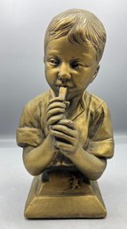 Esco Products E. Vilianis Signed Chalkware Sculpture - Boy Playing Flute