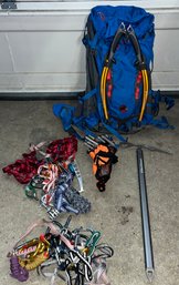 Hiking Bag With Assorted Gear & Climbing Tools