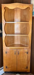 Wooden Corner 3-shelf Display Cabinet With Storage