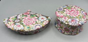 Hand Painted Porcelain Trinket Boxes - 2 Total