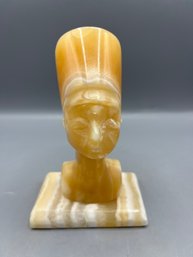 Hand Carved Onyx Pharaoh Bust Figurine