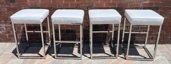 Mitchell Gold & Bob Williams Jack Bar Stools - White Leather Top - 4 Total