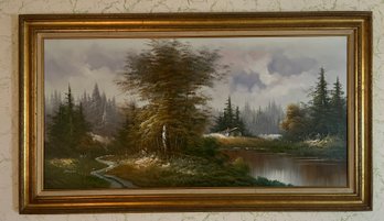 Original Wilson Signed Oil On Canvas Framed - Cabin By The River