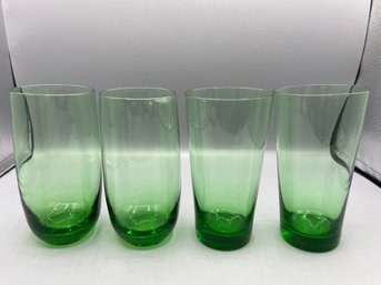 Forest Green Glass Cup Set - 4 Total