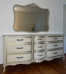 Drexel Furniture Solid Wood French Provincial 9 Drawer Dresser With Wall Mirror Included