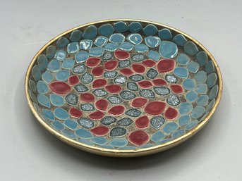 Mid-century Mosaic Tile Gold-tone Bowl