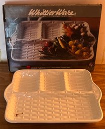 Whittier Ware Ceramic Weave Pattern Serving Tray - Box Included #7955