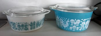 Pyrex Amish Butter Print 1 Qt (473) & 1.5 Pint (472) With Lids