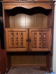 Wood Cabinet And Shelf With Spindle Detail