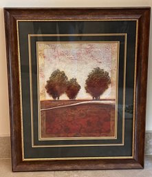 Signed Trees In An Open Field Framed Decorative Wall Art