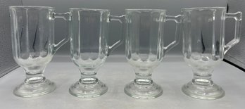 Indiana Glass Co. Faceted Clear Irish Coffee Footed Mug Set - 7 Total