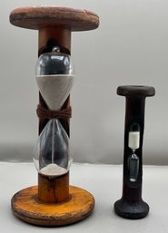 Vintage Wooden Hour Glasses - 2 Total