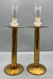 Decorative Glass Candlestick Holders - 2 Total