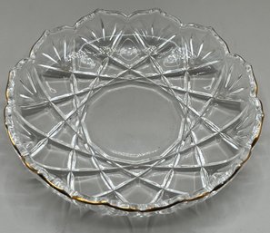 Cut Crystal Candy Bowl With Gold Trim